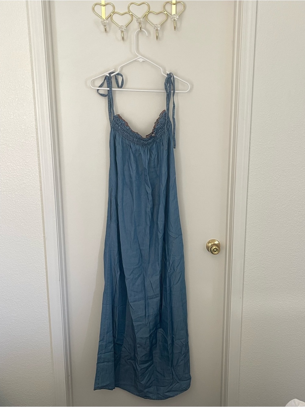 CAPULET Blue Tie-Shoulder Chemise Maxi dress